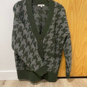 Medium Madewell Green Houndstooth Cardigan Sweater